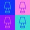 Pop art line Table lamp icon isolated on color background. Vector