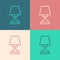 Pop art line Table lamp icon isolated on color background. Vector