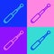 Pop art line Telescopic baton icon isolated on color background. Vector