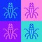 Pop art line Termite icon isolated on color background. Vector