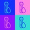 Pop art line Test tube with water drop icon isolated on color background. Vector Illustration