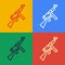 Pop art line Thompson tommy submachine gun icon isolated on color background. American submachine gun. Vector