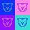 Pop art line Tiger head icon isolated on color background. Vector