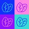 Pop art line Tobacco leaf icon isolated on color background. Tobacco leaves. Vector