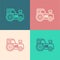 Pop art line Tractor icon isolated on color background. Vector