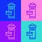 Pop art line Traditional London mail box icon isolated on color background. England mailbox icon. Mail postbox. Vector