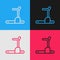 Pop art line Treadmill machine icon isolated on color background. Vector