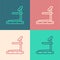 Pop art line Treadmill machine icon isolated on color background. Vector