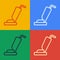 Pop art line Vacuum cleaner icon isolated on color background. Vector