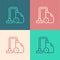 Pop art line Vacuum cleaner icon isolated on color background. Vector