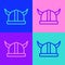 Pop art line Viking in horned helmet icon isolated on color background. Vector