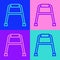 Pop art line Walker for disabled person icon isolated on color background. Vector