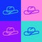 Pop art line Western cowboy hat icon isolated on color background. Vector