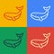 Pop art line Whale icon isolated on color background. Vector