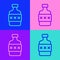 Pop art line Whiskey bottle icon isolated on color background. Vector