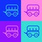 Pop art line Wild west covered wagon icon isolated on color background. Vector