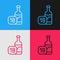Pop art line Wine bottle icon isolated on color background. Age limit for alcohol. Vector