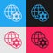 Pop art line World Globe and Israel icon isolated on color background. Vector