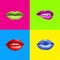 Pop art lips.Lips background. Lipstick advertisement.Smiley lips