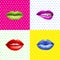 Pop art lips.Lips background. Lipstick advertisement.Smiley lips.