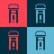 Pop art London phone booth icon isolated on color background. Classic english booth phone in london. English telephone