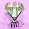 Pop Art Mature Senior Man Showing Muscles. Happy Strong Grandfather. Healthy Lifestyle Poster