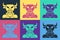 Pop art Minotaur icon isolated on color background. Mythical greek powerful creature the half human bull legendary