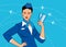 Pop art mockup of beautiful stewardess with tickets in her hands