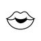 Pop art mouth closed kissing line style icon