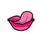 Pop art mouth licking sensually the lips fill style