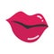 Pop art mouth and lips, beautiful female lips with a lipstick, flat icon design