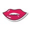 Pop art mouth and lips, female lips and teeth, line and fill icon