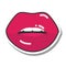 Pop art mouth and lips, red kissing sexy girl lips, line and fill icon