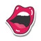 Pop art mouth and lips, red sexy female open mouth, line and fill icon