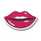 Pop art mouth and lips, red sexy lips mouth teeth, line and fill icon