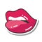 Pop art mouth and lips, sexy mouth biting tongue, line and fill icon