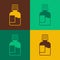 Pop art Mouthwash plastic bottle icon isolated on color background. Liquid for rinsing mouth. Oralcare equipment. Vector