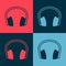 Pop art Noise canceling headphones icon  on color background. Headphones for ear protection from noise. Vector