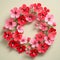 Pop Art Paper Geranium Wreath: Elaborate Oriental Minimalism In Bold Colorism