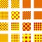 Pop-art, pointillist-pointillism seamless red, yellow circles, dots, dotted pattern, circles background. Pattern, background set