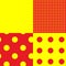 Pop-art, pointillist-pointillism seamless red, yellow circles, dots, dotted pattern, circles background. Pattern, background set