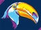 Pop art portrait of exotic toucan. Vector illustration
