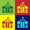 Pop art Prado museum icon isolated on color background. Madrid, Spain. Vector