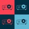 Pop art Presentation, movie, film, media projector icon isolated on color background. Vector