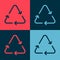 Pop art Recycle symbol icon isolated on color background. Circular arrow icon. Environment recyclable go green. Vector