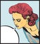 Pop art Retro woman Comic Love Vector illustration of face