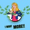 Pop Art Rich Woman Throwing Dollar Banknotes