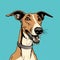 Pop Art Satire: Photorealistic Greyhound Puppy Portrait With Collar Illustration