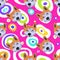 Pop art seamless pattern geometric modern with colorful acid and head dog Shiba inu seamless pattern layout with circle