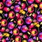 Pop art seamless pattern with lips, strawberry, lollipops, diamonds and love.